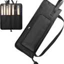 Suwimut Drumstick Bag with Crossbody Shoulder Strap, Drum Stick Bag with Large Capacity Anti-falling Pockets, Portable Hanging Drumstick Case with Metal Hooks for Drummers, Beginners in Band, Gig