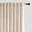 MIULEE Decorative Back Tab Linen Curtains with Geometric Pattern for Living Room Bedroom Farmhouse Rustic Thick Woven Textured Patterned Mudcloth Drapes 84 Inches Long 2 Panels Set, Beige