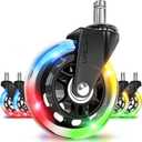 Lifelong Gaming Chair Wheels Replacement RGB Rubber Office Chair Casters for Carpet and Hardwood Floors, Set of 5, Heavy Duty Caster Wheels for Desk Chairs - Fits 98%