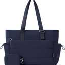 Roulens Tote Bag for Women 2 Set Puffer Tote Bag with Adjustable Top-handle, Quilted Shoulder Handbag for Work/Travel (Black)