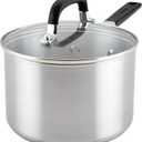 KitchenAid Stainless Steel Induction Saucepan with Lid, 3 Quart - Brushed Stainless Steel