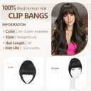 Human Hair Clip in Bangs Dark Brown Soft Layered Fringe French Fake Bangs Hair Hairpieces for Women Curve Bangs for Daily Wear & Halloween French Dark Brown
