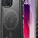 SPORTLINK for iPhone 15 Pro Max Case Waterproof - Buit in Screen Protector [Compatible with MagSafe][IP68 Underwater][6.6FT Military Dropproof][Dustproof] Full Body Shockproof Case 6.7" Black