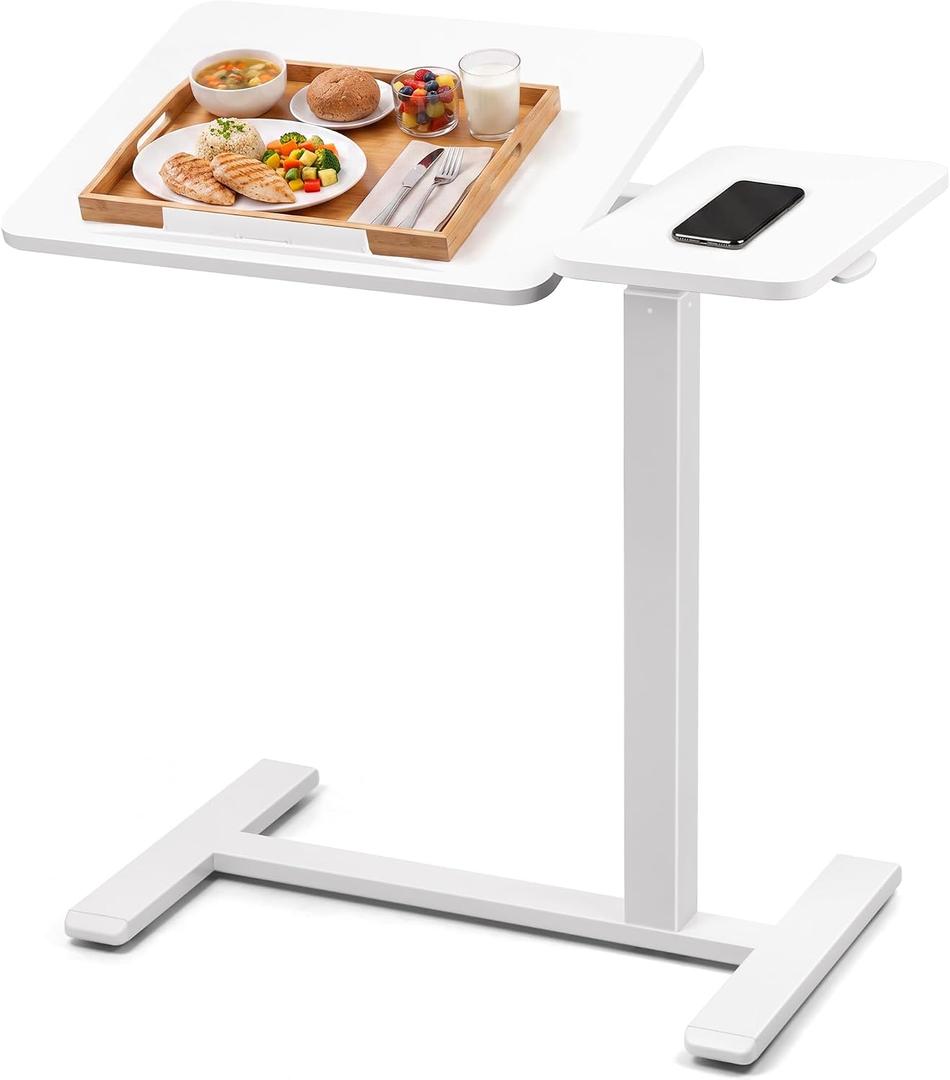 Adjustable Overbed Table with Wheels, Rolling Laptop Table for Bed & Sofa, 26.18"-42.12"