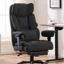 Efomao Fabric Office Chair, Big and Tall Office Chair 400 lb Weight Capacity, High Back Executive Office Chair with Foot Rest, Ergonomic Office Chair for Back Pain Relief, Dark Grey