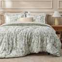 Bedsure Comforter Set Queen Size - Cute Floral Bedding Comforter Set, 3 Pieces, 1 Soft Reversible Desert Sage Sketch Flowers Comforter and 2 Pillow Shams