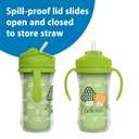 Dr. Brown's Milestones Insulated Sippy Cup with Straw and Handles, Spill-Proof Tumbler with Lid, 2-Pack, Blue & Green, 10 oz/300 mL, BPA Free, 12m+
