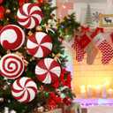 15.75'' Large Glitter Candy Christmas Decorations Giant Lollipop Candy Decorations with Sticks Red and White Peppermint Xmas Decor for Christmas Tree Ornaments Holiday, 6 Styles