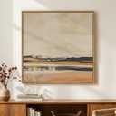 Framed Neutral Abstract Landscape Wall Art for Living Room, Square Mid Century Modern Canvas Paintings Prints Artwork for Walls, Minimalist Scenic Pictures Wall Decor for Bedroom Home Office, 24x24 In