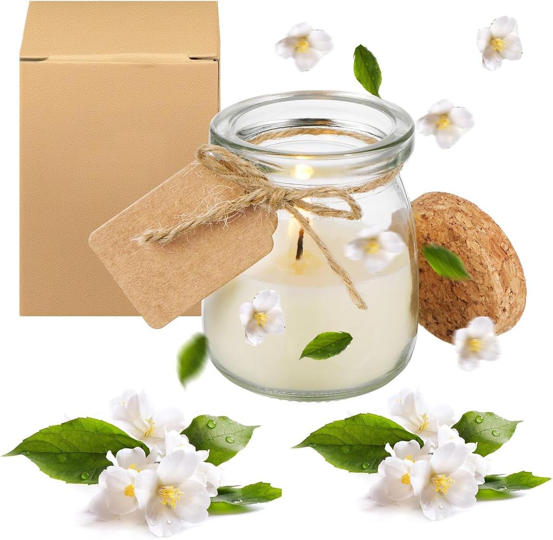 MTLEE 25 Pcs Wedding Jar Candles for Guests Wedding Candle Gift Natural Wax Candles with DIY Tag Cards for Bridesmaid Baby Shower Party Favors Home Supply Decor, Scents of Jasmine
