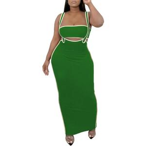2 Piece Outfits for Women Summer Tube Crop Tops Sexy Bodycon Dresses Maxi Skirt Sets Vacation Jumpsuits Club Outfits (Medium, Deep Green)