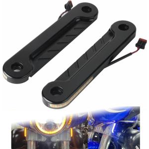 Plug and Play LED Flush Fork Turn Signals DRL Day Running Light For Harley Touring Road King Special FLHRXS FLHR CVO FLHRSE 2014-2024 (Black)
