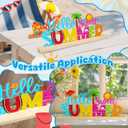 2 x Simplepolymer Hello Sweet Summer Metal Sign Rustic Home Office Decoration with Wooden Base for Table Shelf Tiered Tray Fireplace Mantel Decor