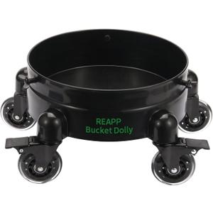 Bucket Dolly with Wheels,Heavy-Duty 360Rolling Car Wash Bucket Dolly with 5 Wheels and 2 Locking Casters Compatible with 4, 5 and 6 Gallon Buckets (Black, 3''Casters Roller Wheels)
