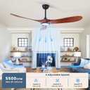 heimo 52 Inch Ceiling Fan with Light and Remote,Wood Outdoor Ceiling Fans with Lights Dimmable for Bedroom Living Room Patios Kitchen Modern 3 Blade Propeller Indoor Fan (Walnut)