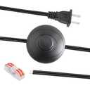 6ft Foot Switch Lamp Cord Replacement, Black Floor Light Switches with Plug, Foot Tapper Pedal Lamp Wire Switch, AC 125V Step ON Off Push Button, Repair DIY Replace Footswitch Fixtures