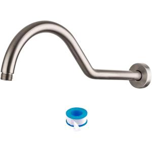 Lordear Shower Extension Arm Solid Brushed Nickel T304 Stainless Steel 17 Inch Extension Shower Arm with Flange Shower Head Pipe For Rain Shower Heads