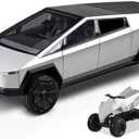 Cybertruck Toy Trucks Alloy Die Casting Model Pickup Truck 1/24 Toy Race Car with Motorcycle -Sound and Light Ideal Gift Age for 6 Year Up