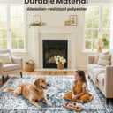 AMADA HOMEFURNISHING 6x9 Area Rugs, Blue Low-Profile Washable Rug with Non-Slip Backing & Durable Edge Binding, Vintage Rugs for Living Room, Bedroom, Dinning Room
