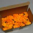 JMUQ 80 Pcs Artificial Marigold Flowers, 2 inch Silk Marigolds Bulk with Stems, Orange Artificial Flowers for Dia De Los Muertos Diwali Home Decor Marigold Garland Day of The Dead Decorations