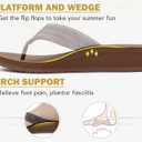 COFACE Flip Flops for Women with Comfortable Arch Support Ladies Fashion Lightweight Wedge Flip Flops Summer Soft Cushion Platform Thong Sandals for Beach (Brown)