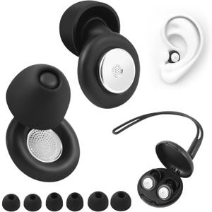 Ear Plugs for Sleeping Noise Cancelling, Ultralight Silicone Earplugs for Concert, Hearing Protection Earplugs for Work, Travel, Airplane, Reusable, Perfect for Focus and Relaxation(Black)