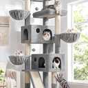 Globlazer Large Cat Tree, 72 inch Tall Cat Climbing Tower for Indoor Large Adult Cats Multi-Level Furniture Tree House with 2 Cozy Perches, 2 Padded Condos, 5 Sisal Scratching Posts, F72G, Light Grey