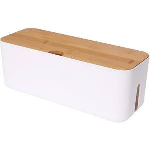 Changsuo Cable Management Box Small White, Extension Cord Organizer for Power Stripe Surge Protector Wire Management Concealer Cover Hider for Desktop Home Office Kitchen (White)