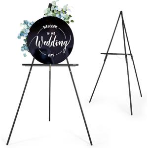 VISWIN Upgraded 63" Wooden Easel Stand for Sign, Tripod Easel for Wedding Sign Stand, Welcome Board, Poster, Picture, Canvas Art Easel Floor with Tray for Display & Painting - Black (1 PCS)