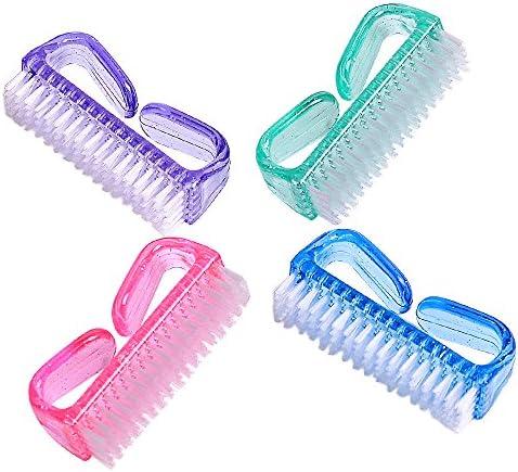 hupos Handle Grip Nail Brush, Fingernail Scrub Cleaning Brushes for Toes and Nails Cleaner, Pedicure Brushes for Men and Women 4 Pack