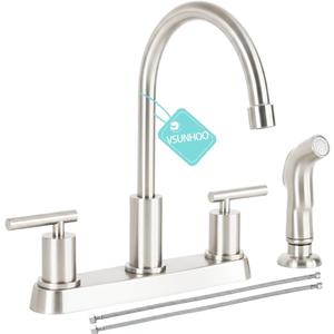 Kitchen Faucets, Kitchen Sink Faucet, Brushed Nickel Kitchen Faucet with Sprayer, 3 or 4 Hole RV Faucet for Kitchen Sink, Stainless Steel Touch Kitchen Faucet with Side Sprayer, TDLKF024L