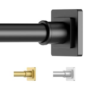 Tension Shower Curtain Rod 31-55 Inches Non-Slip Shower Rod Tension Mounted No Drill Black Shower Curtain Rods Spring Tension Rod Adjustable Tension Curtain Rod for Windows Bathroom