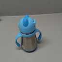 Munchkin Cool Cat Sippy Cup for Toddlers, Stainless Steel Straw Cup, 8 Ounce, Blue
