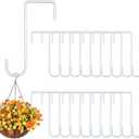 24PCS Vinyl Fence Hooks, 2 x 6 Inches White Powder Coated Fence Hangers Metal Patio Hooks for Hanging Plants & Planters, Lights, Pool Equipment, Bird Feeder (White, 2 x 6 Inch)