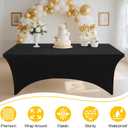 Smiry 2 Pack Spandex Table Cloth 6FT, Elastic Fitted Stretch Tablecloths, Washable and Wrinkle Free Rectangular Patio Table Cover for Outdoor, Wedding, Banquet & Parties (Black, 72Lx30Wx30H Inch)