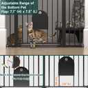 29.5"-40.5" Baby Gate with Cat Door for Stairs & Doorways - 30.5" Tall Auto-Close Metal Gate - No Drilling Pressure Mounted Dog Gate Indoor with Door (Black)