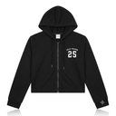 SOLY HUX Women's Zip Up Cropped Hoodies Sweatshirt Letter Graphic Drawstring Long Sleeve Casual Jacket Black Letter Large