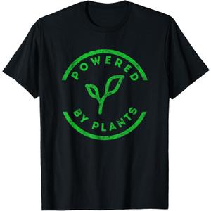 Powered by Plants T-Shirt Vegan Workout Shirt T-Shirt, XL