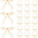 Meseey Velvet Ribbon Twist Tie Bows, 4 Inches, 24 Pieces, for Treat Bags, Gift Wrapping, Crafts (Ivory)