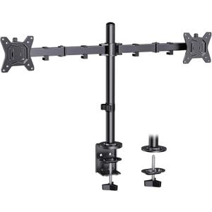ErGear Dual Monitor Desk Mount for 1334 Monitors up to 26.5 lbs, Fully Adjustable Monitor Stand Holds 2 Computer Screens, Heavy-Duty Dual Monitor Arm with C-Clamp & Grommet Base, Black, EGCM13B