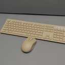 Wireless Keyboard Mouse Combo - 2.4Ghz Office Quiet Keyboard and Mouse Wireless - 104 Keys Full Size Ergonomic Key Board for Laptop, Computer, PC, Notebook (Full Size Khaki)