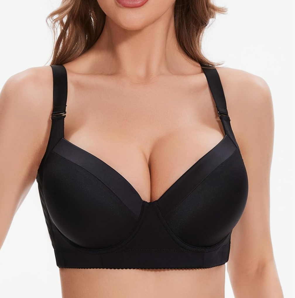 Plus Size Push Up Bras for Women Back Fat Smoothing Bra Comfort Lightly Underwire T-Shirt Bra, 40D