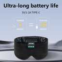 Sleep Mask Bluetooth 5.4 Headphones Soft Wireless Headband Eye Mask Blackout with Microphone (Black, M)