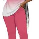 PINSV Women 2 Piece Outfits Short Sleeve Top and Flare Pants Lounge Sets Tracksuit (XXL)