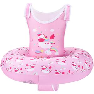 HeySplash Toddler Swim Vest for Age 3-6, Swim Trainer Vests with Adjustable Strap fit for Boys Girls 29-55lbs,Children Swimsuit, Floating Tubes Swim Aid Jackets,Beginner Learn to Swim Pool Floaties (B-Pink Unicorn)
