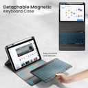 Magnetic 360 Rotatable Wireless Bluetooth Keyboard Case for iPad Air 13 (M2) & Pro 12.9 (6th/5th/4th/3rd Gen) - 7 Colors Backlit Detachable Folio Cover (Black)