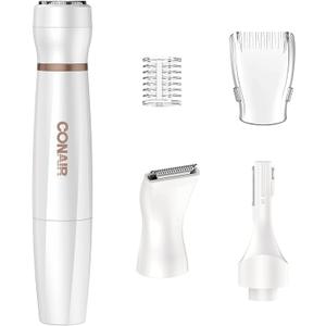 Conair All-In-1 Facial Hair Removal for Women, Cordless Electric Trimmer, Perfect for Face, Ear/Nose, Eyebrows, and Bikini Lines (5 Piece Set, White)