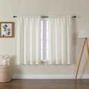 Lecloud Bessie Ivory Short Curtains 45 Inch Length 2 Panels, Light Filtering Faux Linen Textured Curtains, Rustic Yellowish Curtain for Bedroom Basement Bathroom, Each 30 W x 45 L