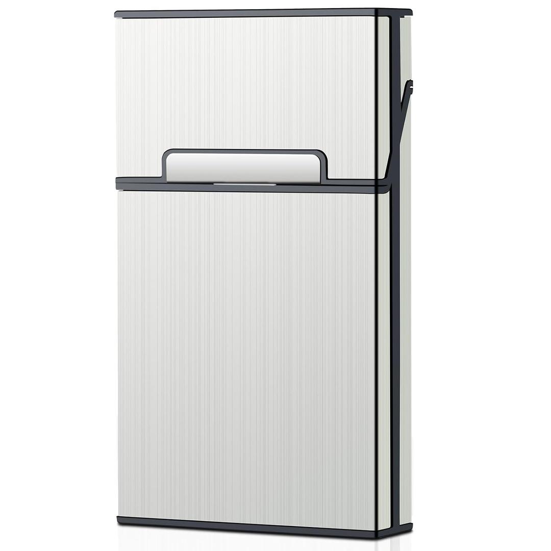 3 x Cigarette Case, Brushed Aluminium with Magnetic, Up to 20 Cigarettes for 100mm 100S Size (Gold)