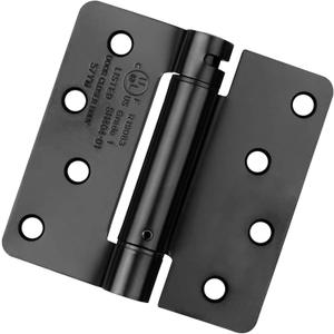 Haidms 3 Pack Spring Hinge 4 Inch Matte Black Self Closing Door Hinges with 1/4'' Radius Corner Adjustable Tension for Residential & Heavy-Duty Door Hardware